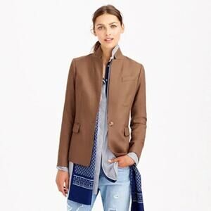 J.Crew Regent Blazer – Camel – Size 4P – Tailored Wool Blend with Flannel Collar